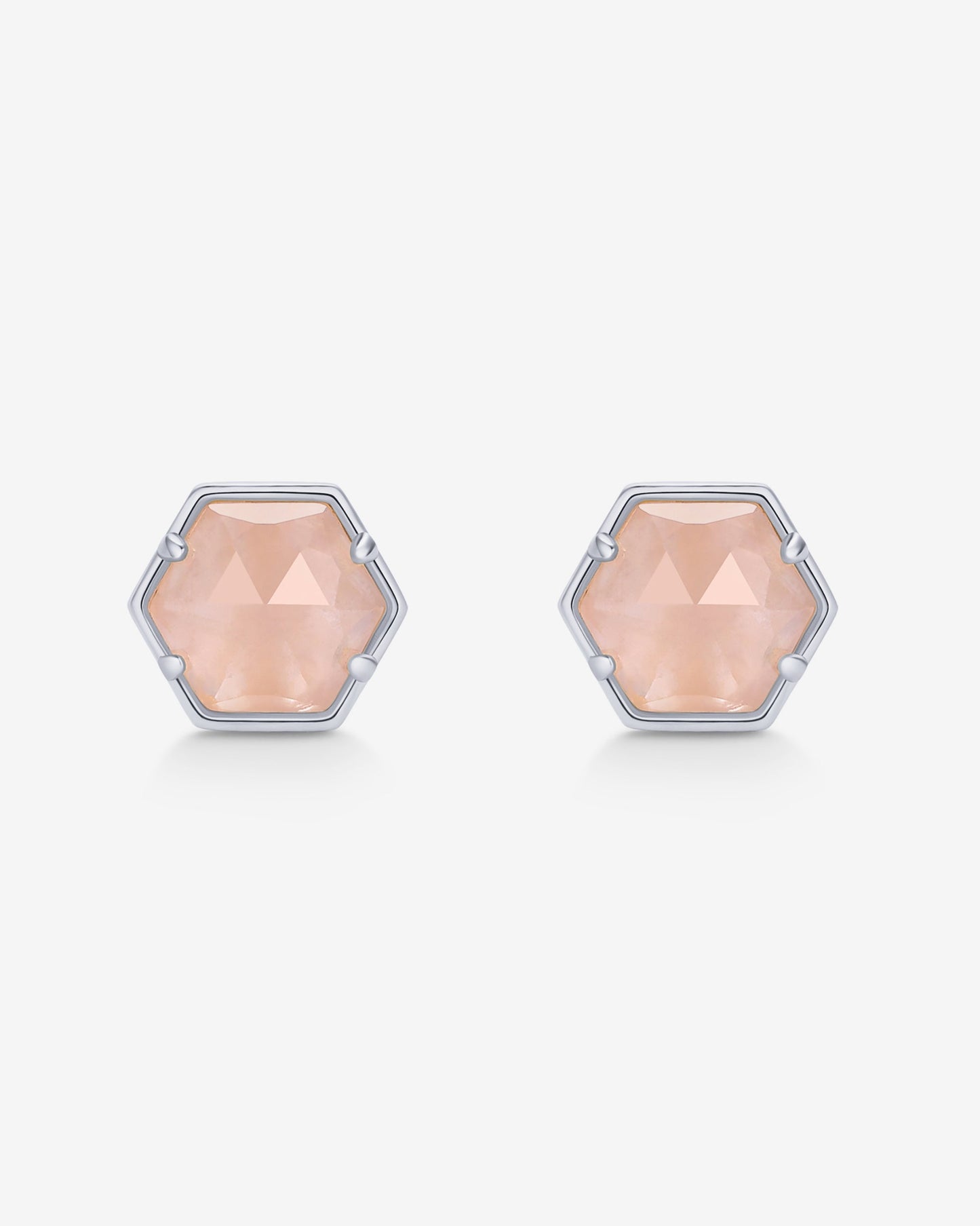 Hexagon Gemstone Stud Earrings