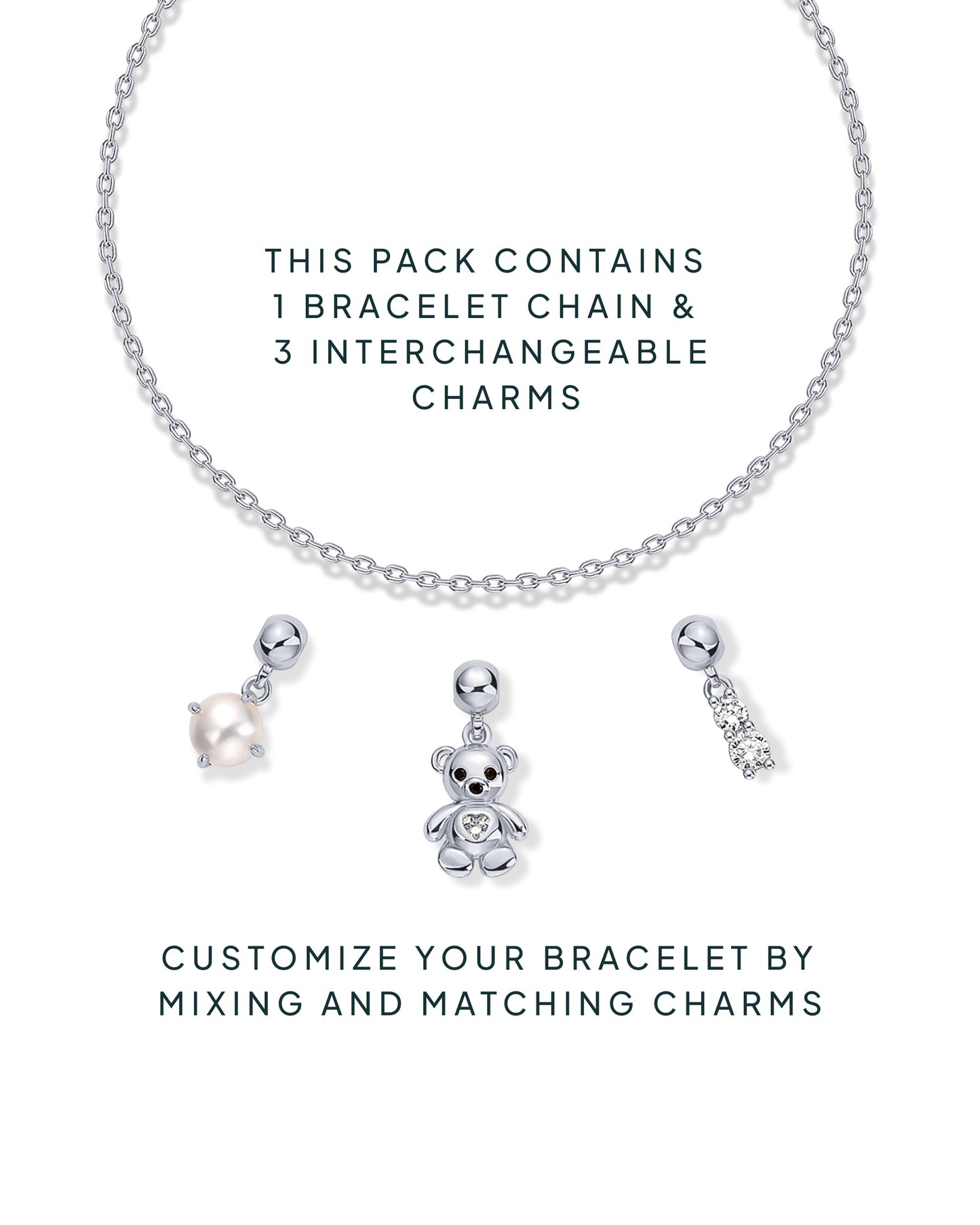 Charm Me Baby â€“ Bear & Pearl Charm Bracelet Set