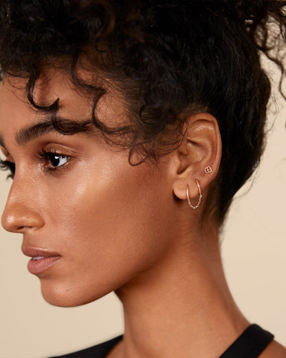 Double Huggie Dangle Chain Earrings