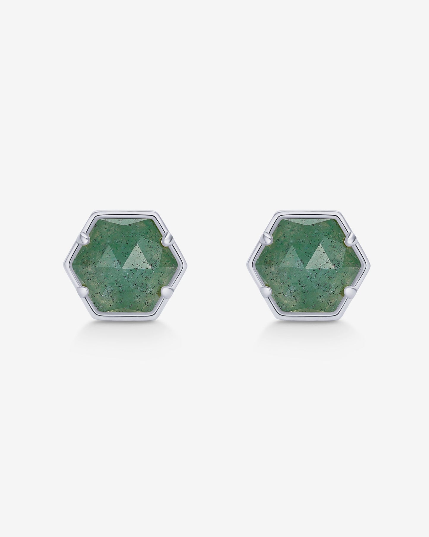 Hexagon Gemstone Stud Earrings