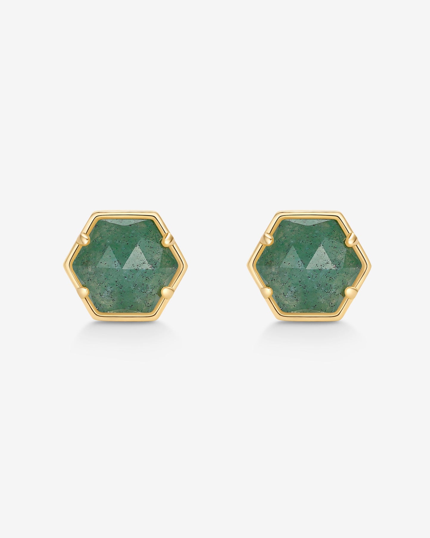 Hexagon Gemstone Stud Earrings