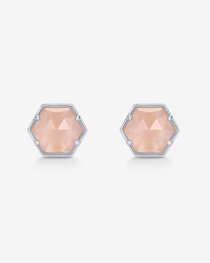 Hexagon Gemstone Stud Earrings