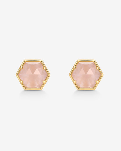 Hexagon Gemstone Stud Earrings