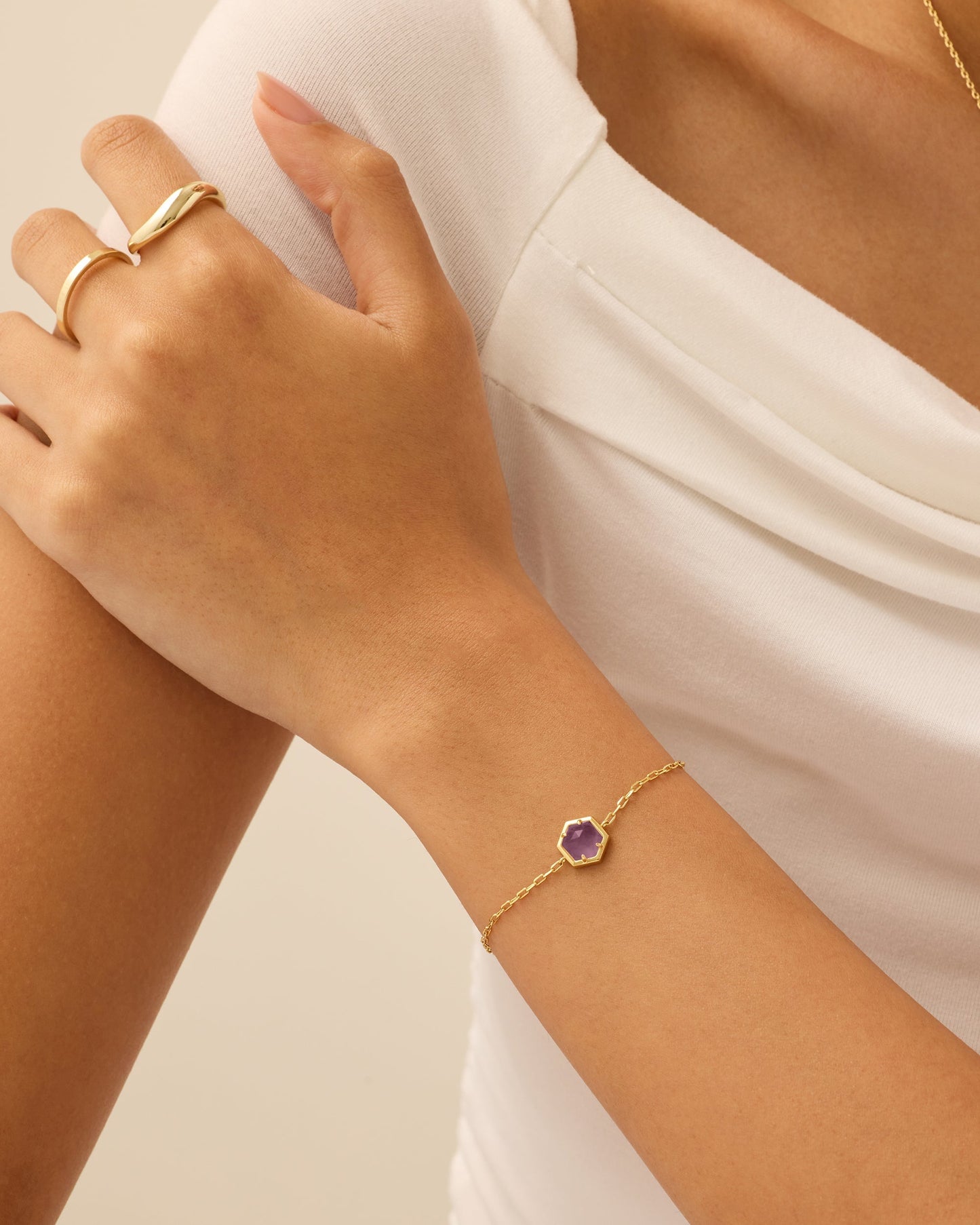 Gemstone Hexagon Bracelet