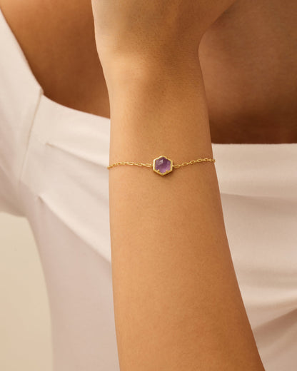 Gemstone Hexagon Bracelet