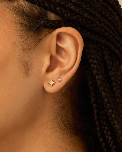 Cubic Zirconia Star Stud Earrings
