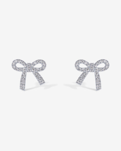 Cubic Zirconia Bow Stud Earrings
