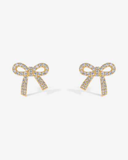 Cubic Zirconia Bow Stud Earrings