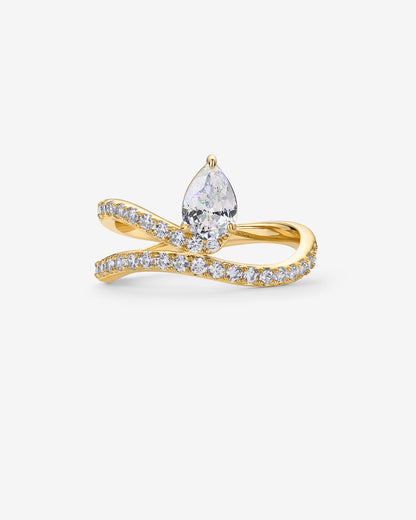 Charming Pear Cubic Zirconia Wavy Ring
