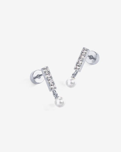 Bar Drop Shimmer and Pearl Screwbacks