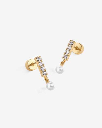 Bar Drop Shimmer and Pearl Screwbacks