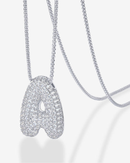 Sparkling Bubble Letter Pendant Necklace