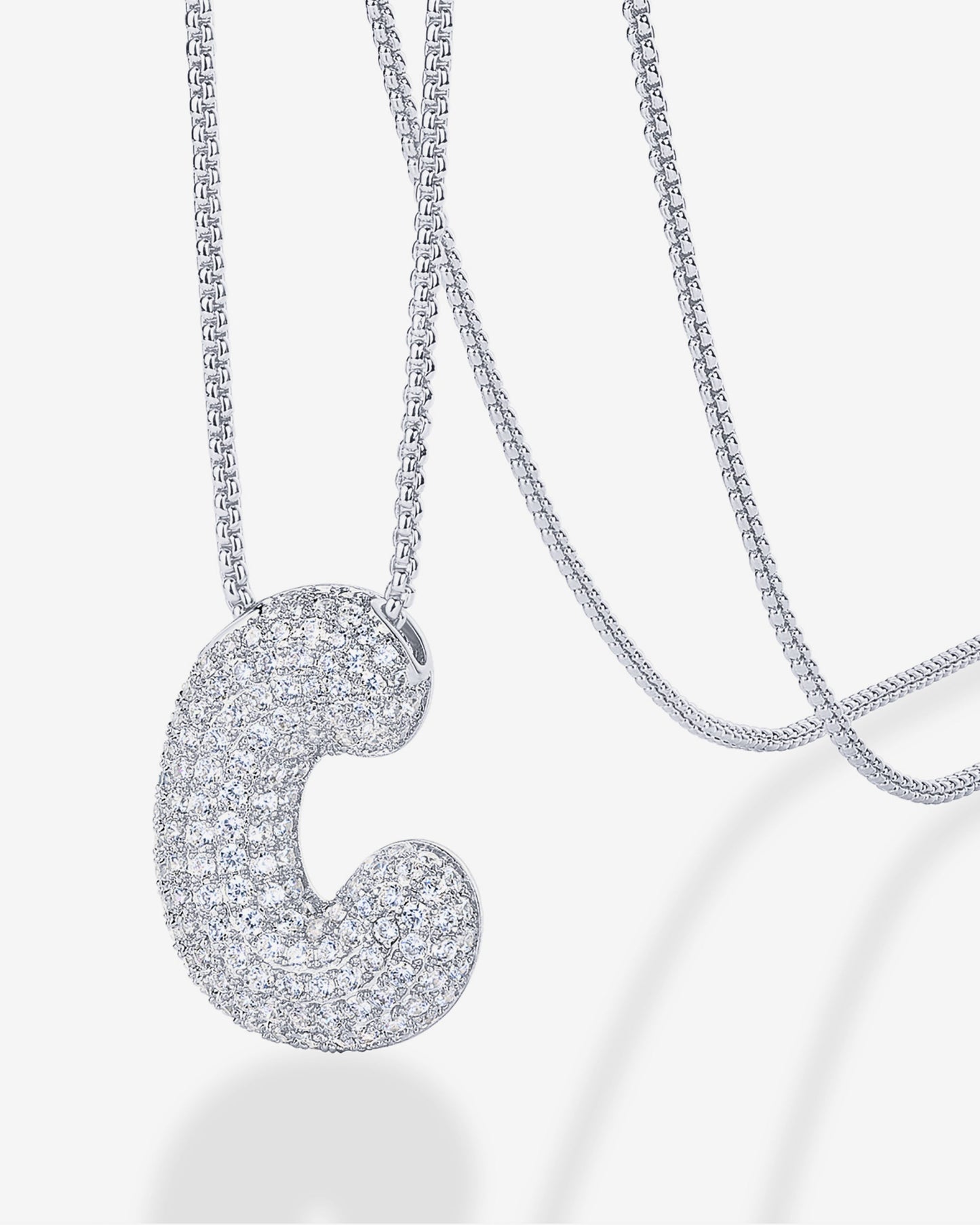 Sparkling Bubble Letter Pendant Necklace
