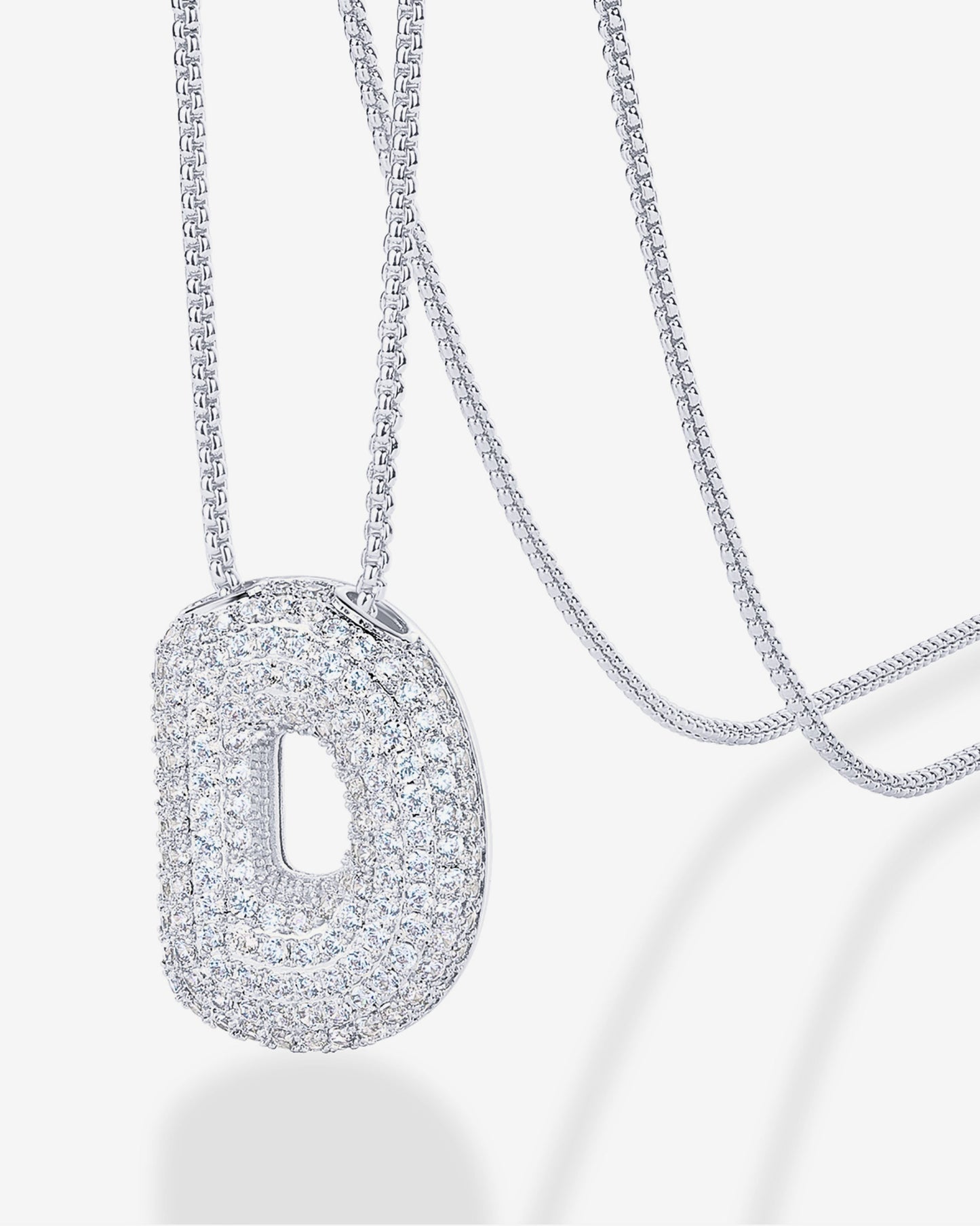 Sparkling Bubble Letter Pendant Necklace