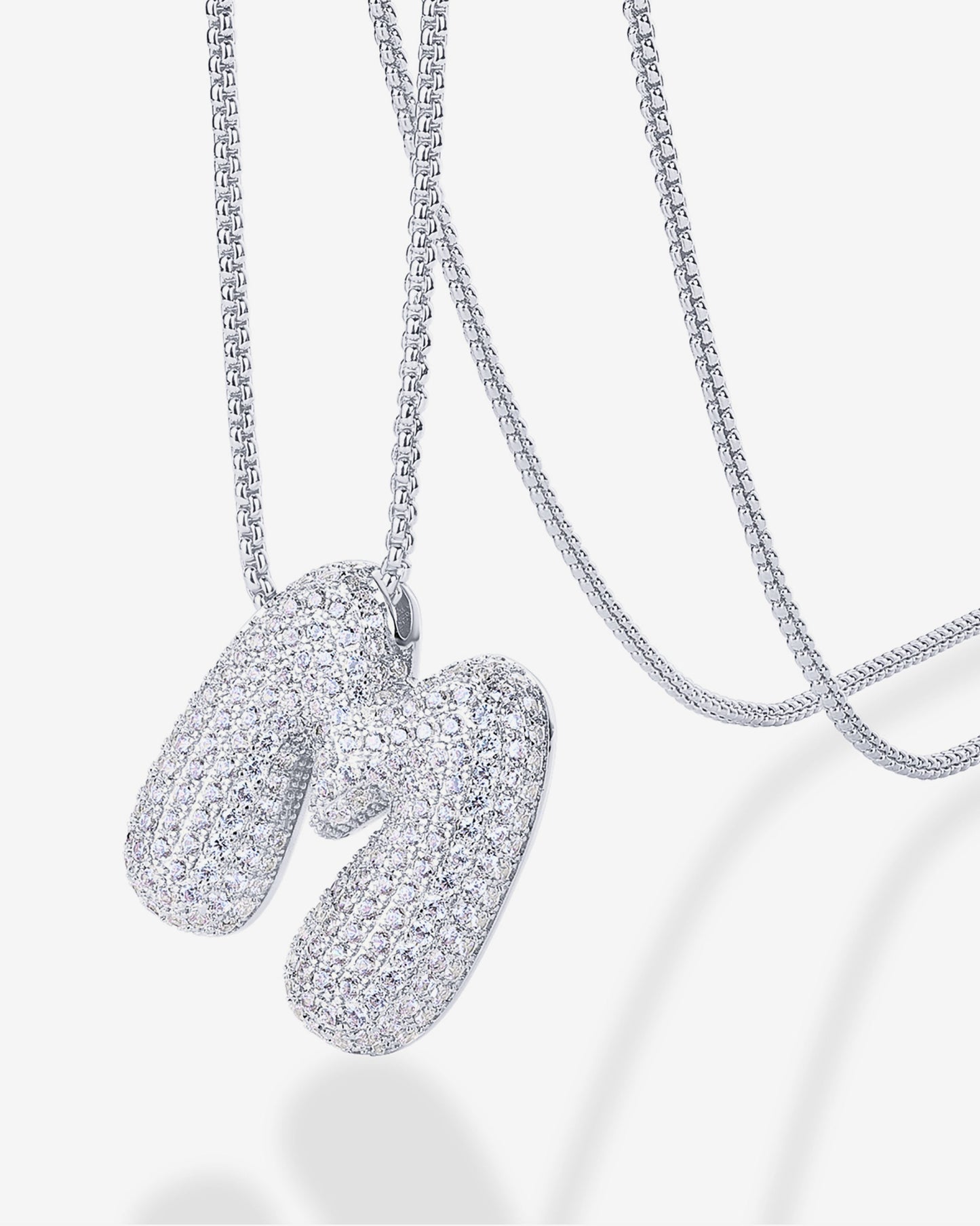 Sparkling Bubble Letter Pendant Necklace