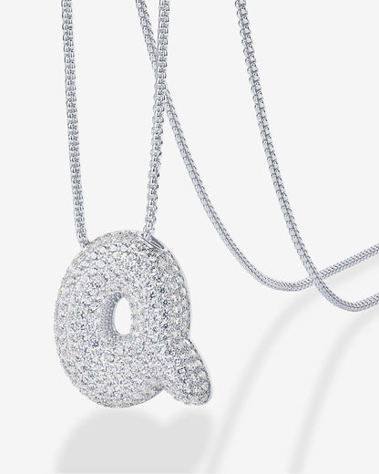 Sparkling Bubble Letter Pendant Necklace