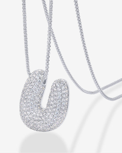 Sparkling Bubble Letter Pendant Necklace