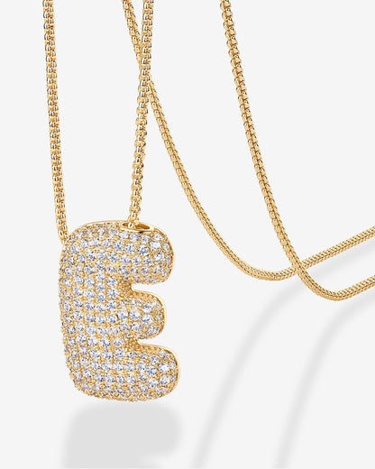 Sparkling Bubble Letter Pendant Necklace