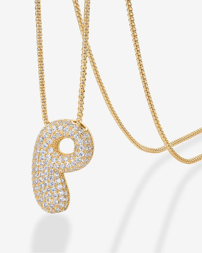 Sparkling Bubble Letter Pendant Necklace