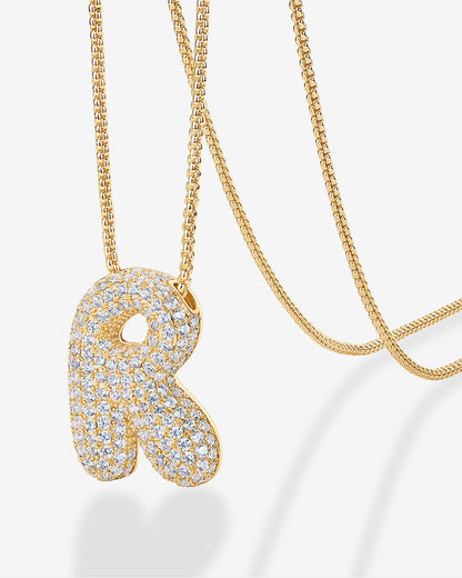 Sparkling Bubble Letter Pendant Necklace