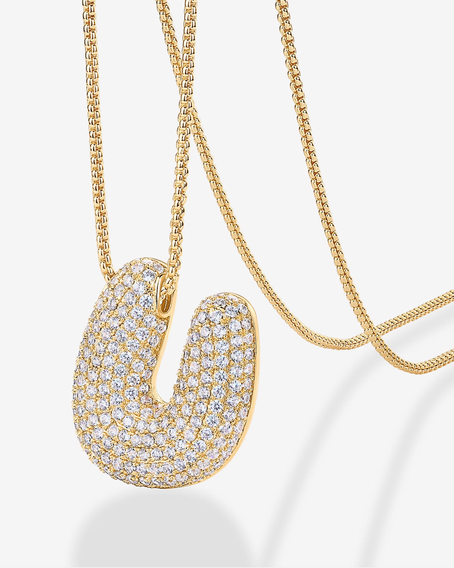 Sparkling Bubble Letter Pendant Necklace