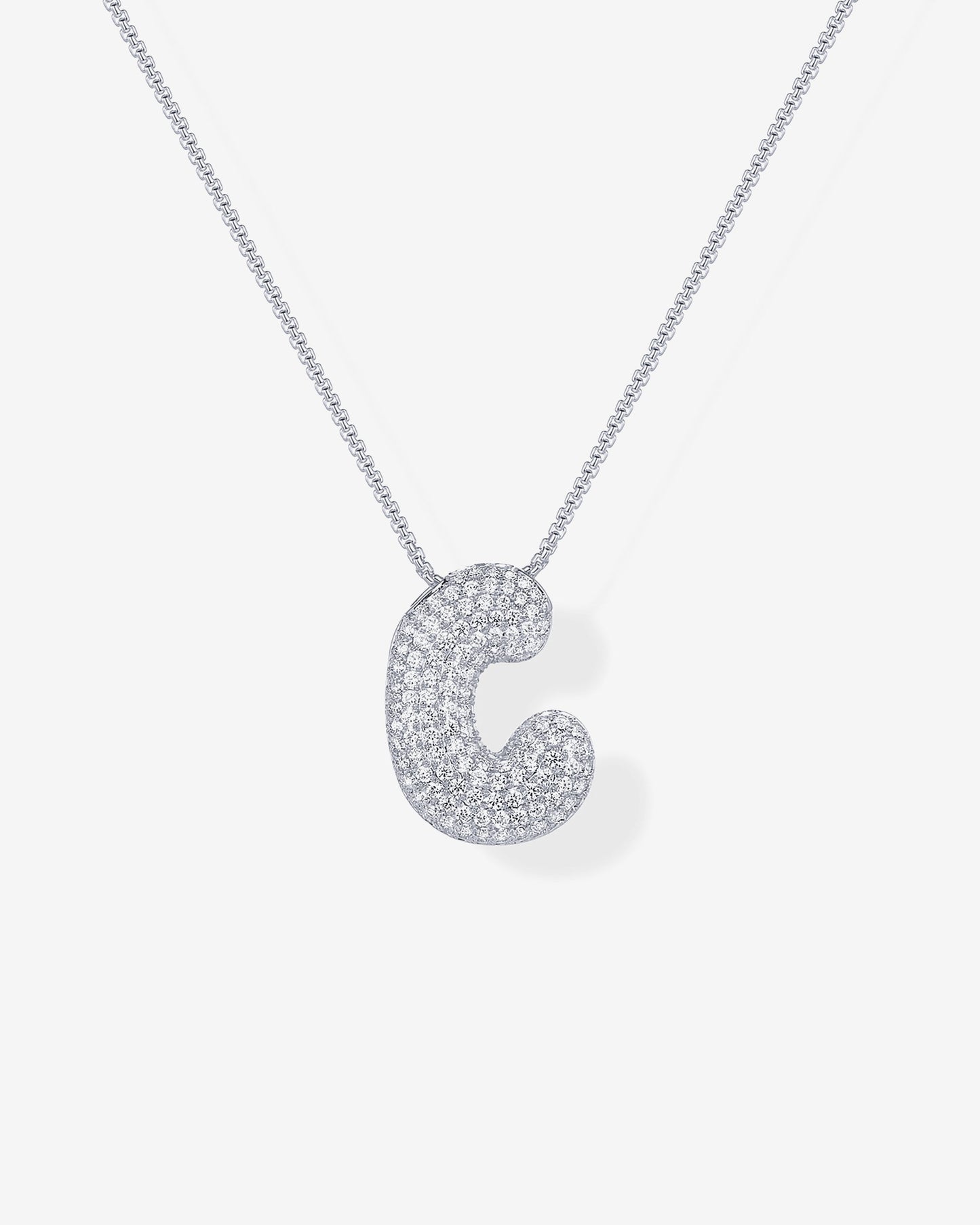 Sparkling Bubble Letter Pendant Necklace