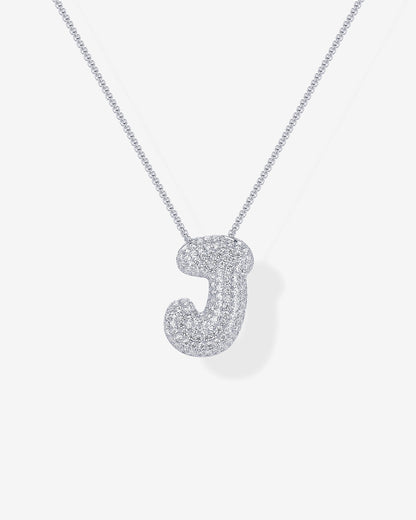 Sparkling Bubble Letter Pendant Necklace