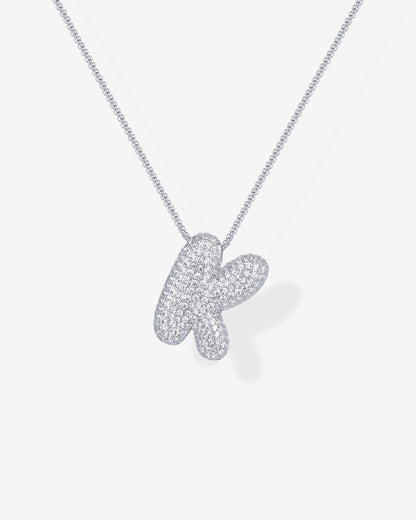 Sparkling Bubble Letter Pendant Necklace