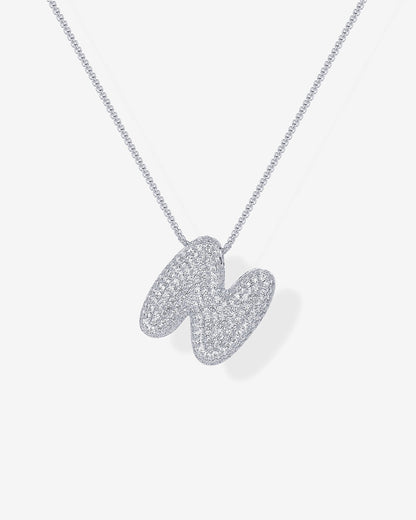 Sparkling Bubble Letter Pendant Necklace