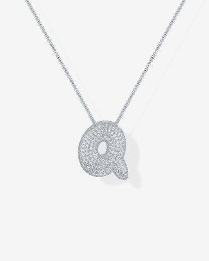Sparkling Bubble Letter Pendant Necklace
