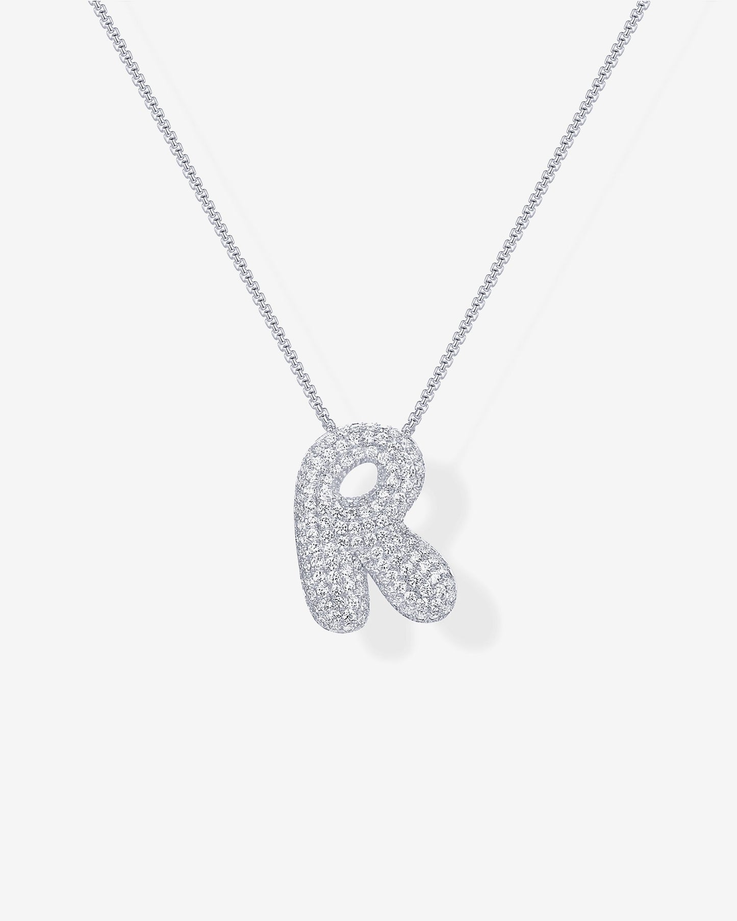 Sparkling Bubble Letter Pendant Necklace