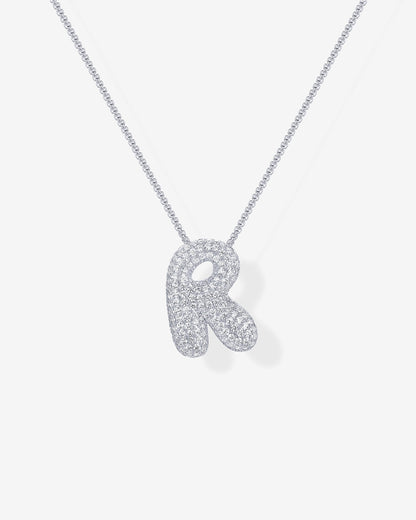 Sparkling Bubble Letter Pendant Necklace