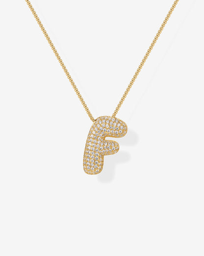 Sparkling Bubble Letter Pendant Necklace