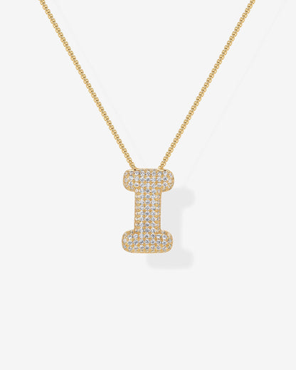 Sparkling Bubble Letter Pendant Necklace
