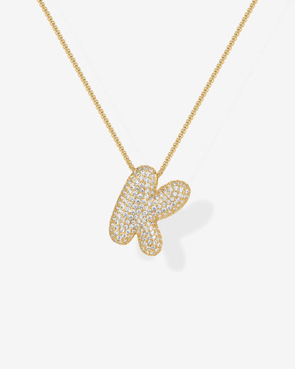 Sparkling Bubble Letter Pendant Necklace