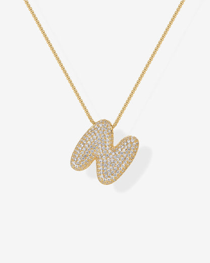 Sparkling Bubble Letter Pendant Necklace