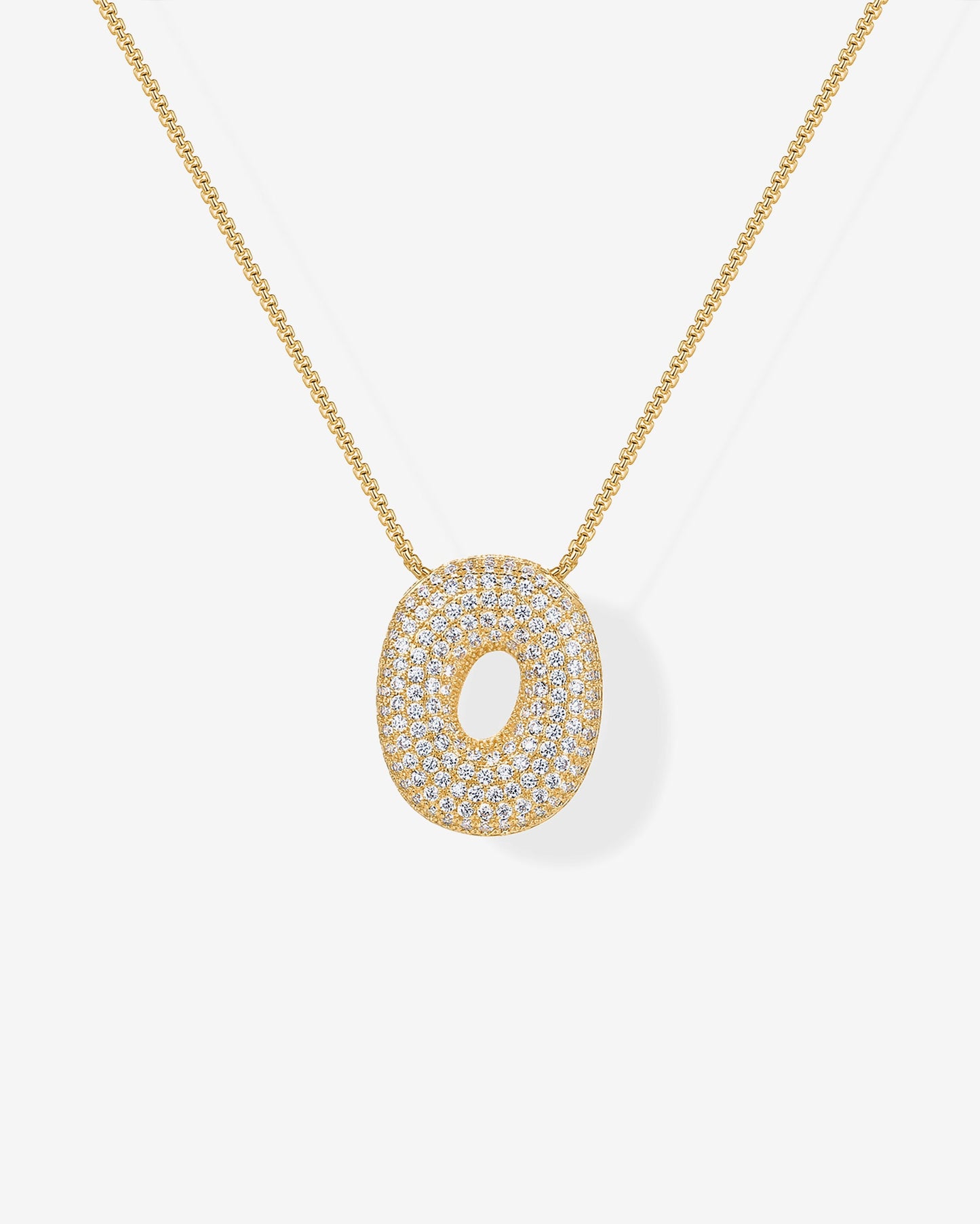 Sparkling Bubble Letter Pendant Necklace
