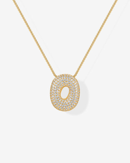Sparkling Bubble Letter Pendant Necklace
