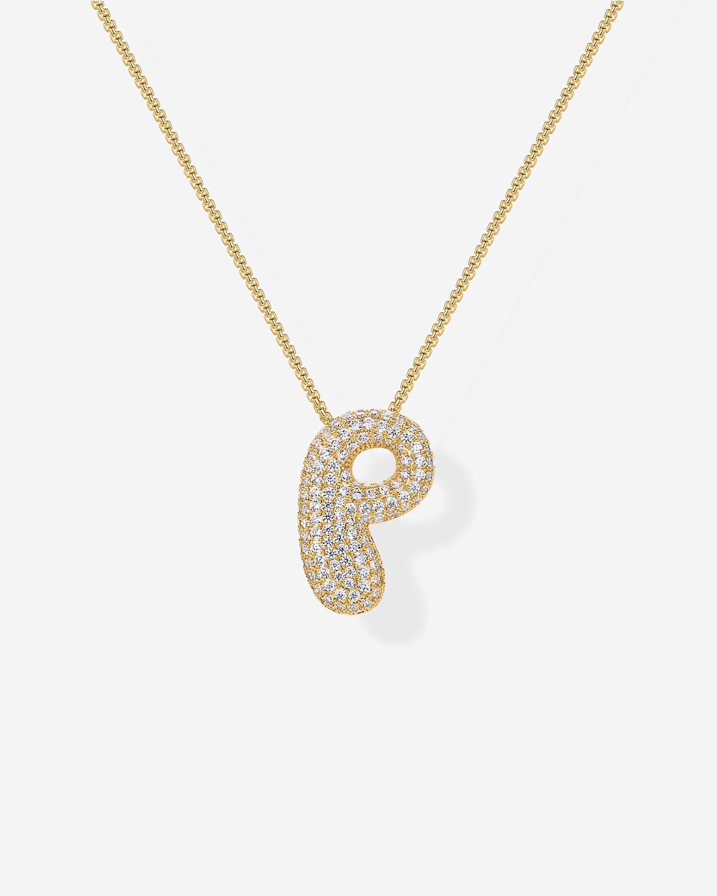 Sparkling Bubble Letter Pendant Necklace