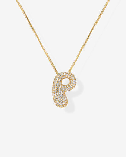 Sparkling Bubble Letter Pendant Necklace