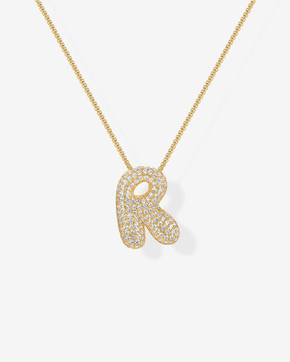 Sparkling Bubble Letter Pendant Necklace