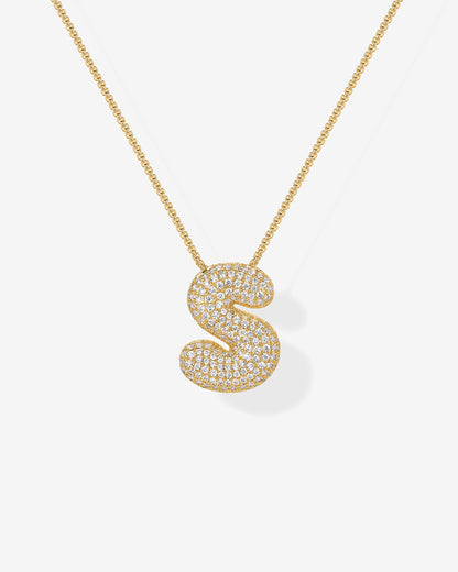 Sparkling Bubble Letter Pendant Necklace