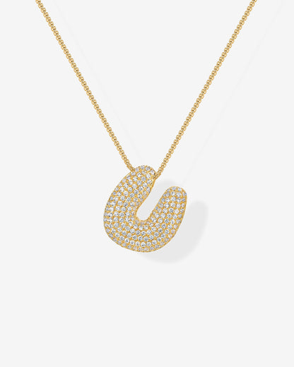 Sparkling Bubble Letter Pendant Necklace