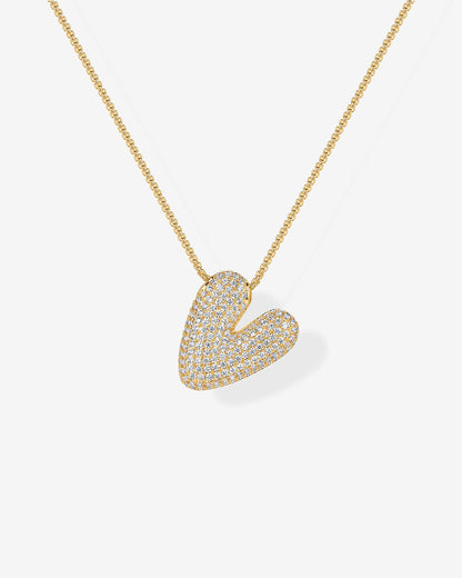 Sparkling Bubble Letter Pendant Necklace