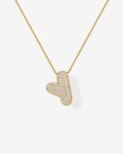 Sparkling Bubble Letter Pendant Necklace