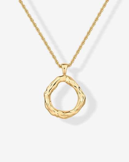 Irregular Hammered Circle Pendant