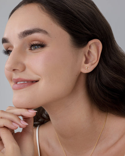 Crescent Moon Flat Back Earrings