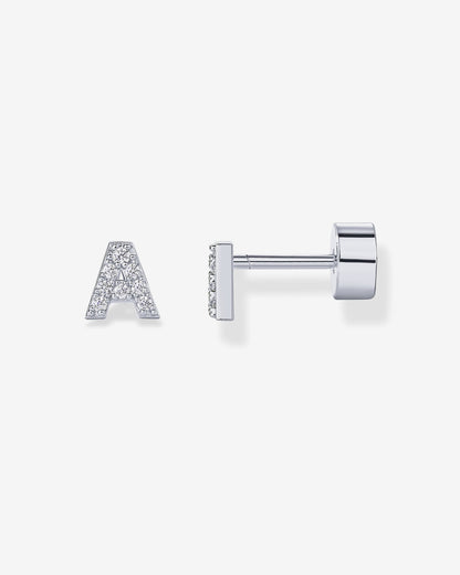 Initial Letter CZ Flatback Earrings