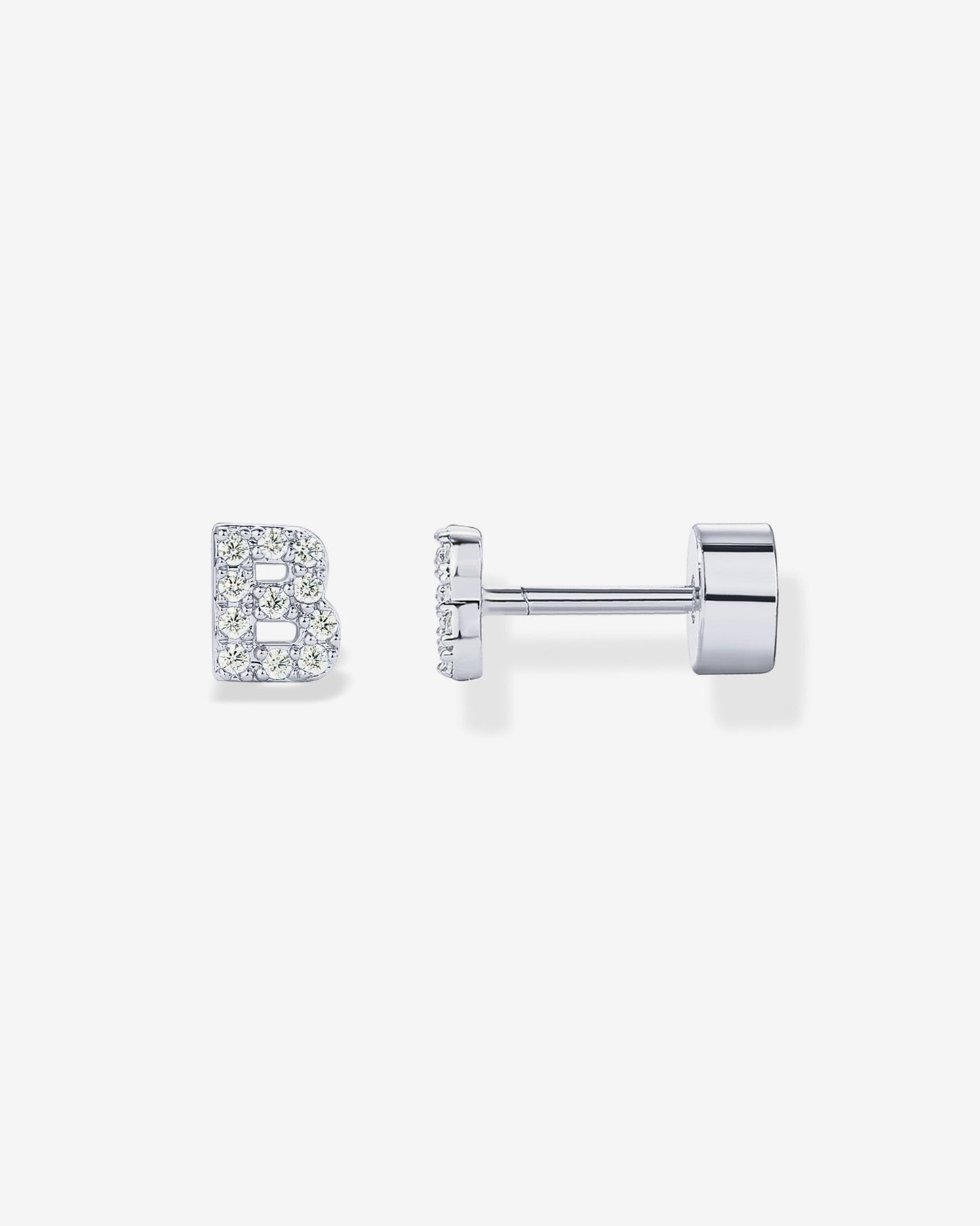 Initial Letter CZ Flatback Earrings