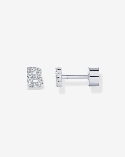 Initial Letter CZ Flatback Earrings